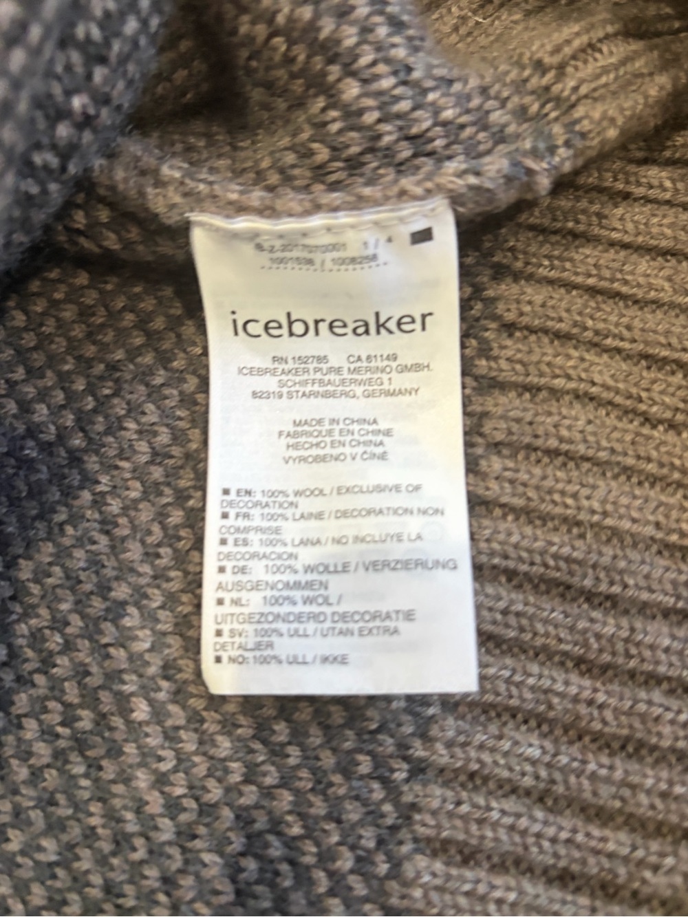 Icebreaker Sweater, Women’s Long Sleeve S Crewneck Wool Sweater in Greige/Blue - Picture 9 of 11
